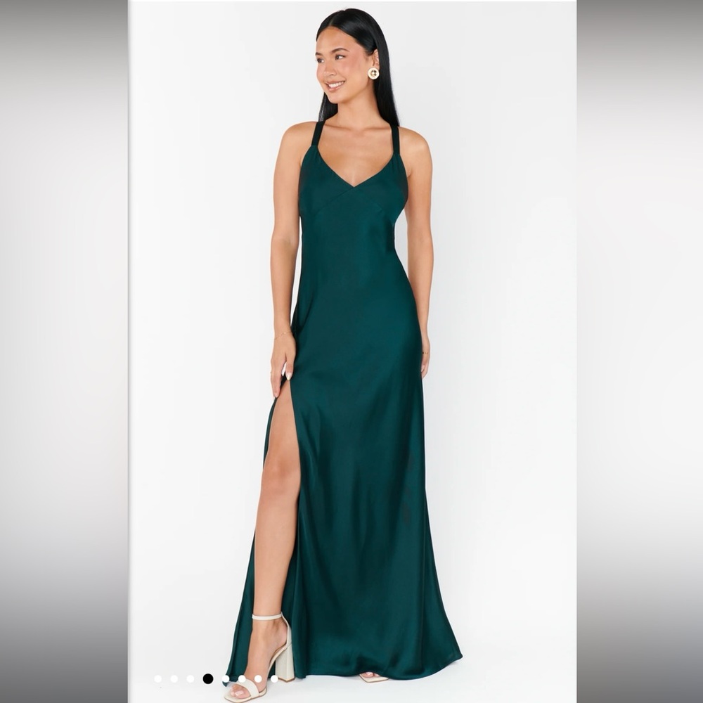 Show Me Your MuMu Green Satin Maxi Dress - Picture 2 of 7